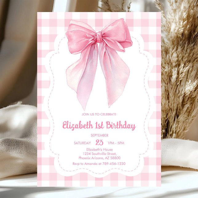 Invitation d'anniversaire fille gingham coquette n (Créateur téléchargé)