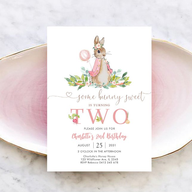 Invitation d'anniversaire fille lapin (Créateur téléchargé)
