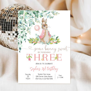 Invitation d'anniversaire fille lapin