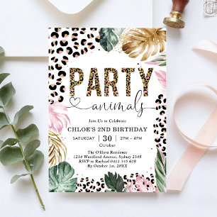 Invitation d'anniversaire fille léopard animal de 