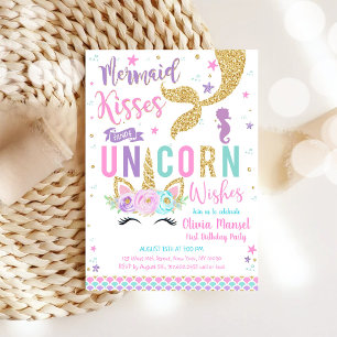 Invitation d'anniversaire fille licorne sirène