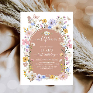 Invitation d'anniversaire Fille Papillon Fleur Sau