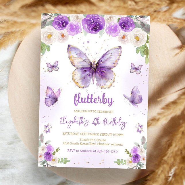 Invitation d'anniversaire fille papillon violet (Créateur téléchargé)