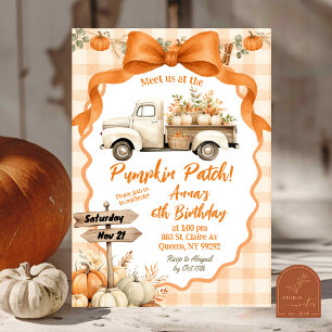 Invitation d'anniversaire fille patch de citrouill