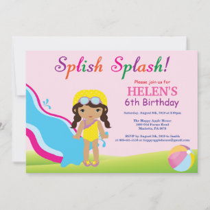 Invitation d'anniversaire fille pour fête à la pis