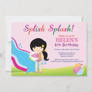 Invitation d'anniversaire fille pour fête à la pis