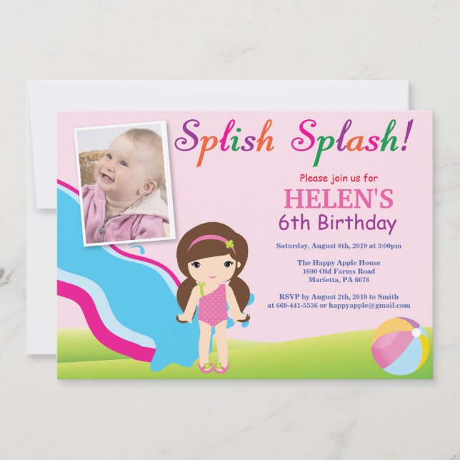 Invitation d'anniversaire Fille pour Fête de Pisci (Devant)