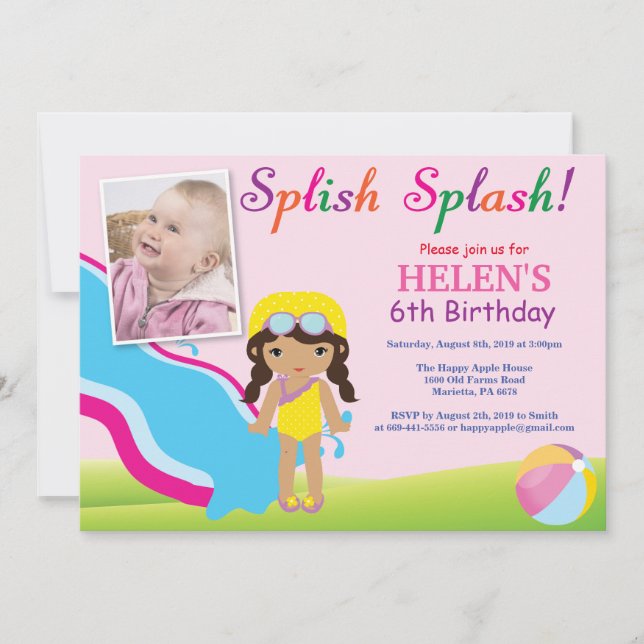 Invitation d'anniversaire Fille pour Fête de Pisci (Devant)