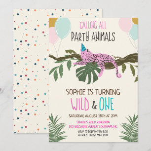 Invitation d'anniversaire fille pour un zoo jungle