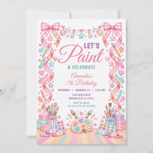 Invitation d'anniversaire fille Ruban Rose Peignon