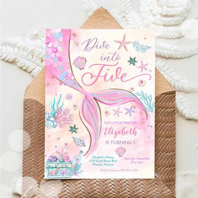 Invitation d'anniversaire fille sirène (Créateur téléchargé)