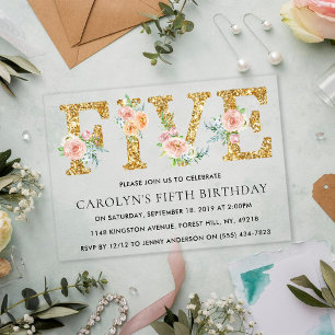 Invitation d'anniversaire FIVE 5ème élégante avec