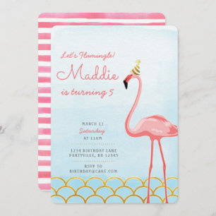 Invitation d'anniversaire Flamant rose