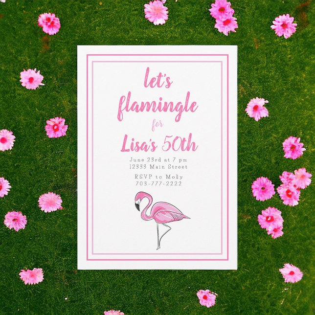 Invitation d'anniversaire Flamant Rose Tropical Fa (Créateur téléchargé)