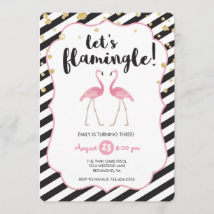 Invitation d'anniversaire Flamingle