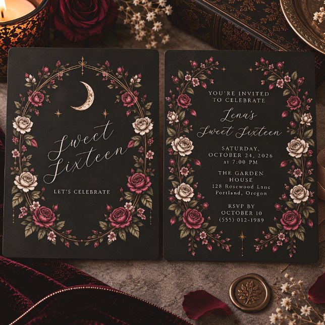 Invitation d'anniversaire Fleur de Lune Sombre (Créateur téléchargé)