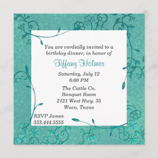 Invitation d'anniversaire Fleur de Teal élégant