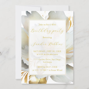 Invitation d'anniversaire fleur dorée romantique