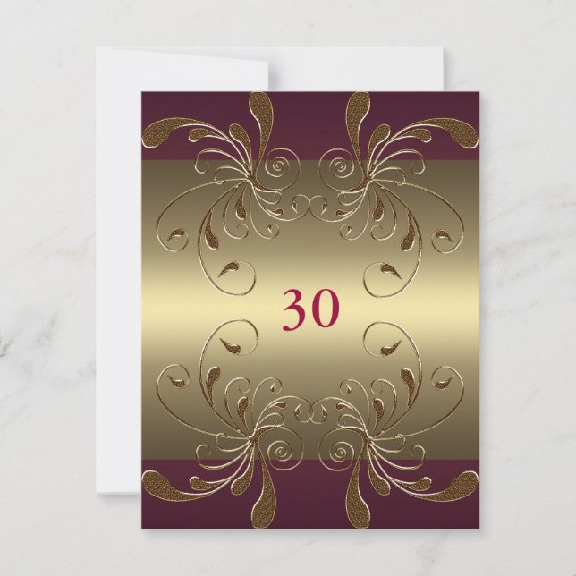 Invitation d'anniversaire Fleur glamour rose foncé (Devant)