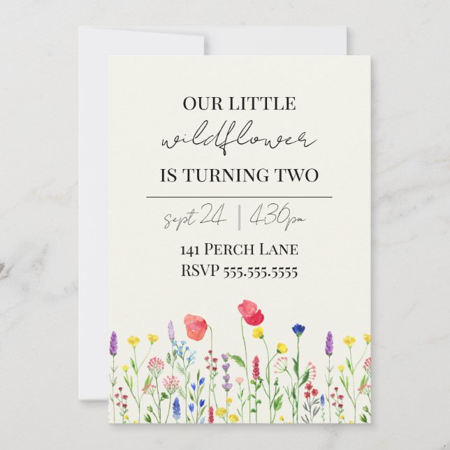Invitation d'anniversaire Fleur sauvage (Devant)