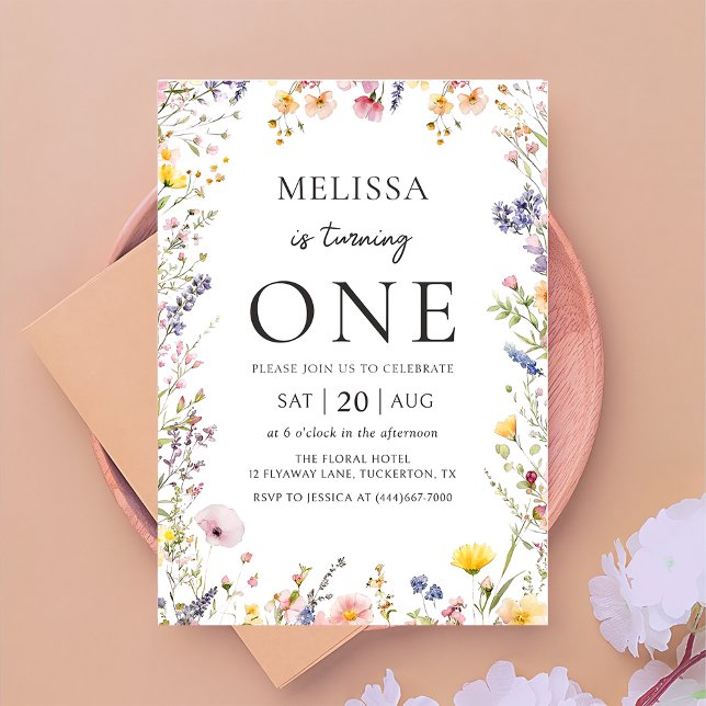 Invitation d'anniversaire fleur sauvage (Créateur téléchargé)