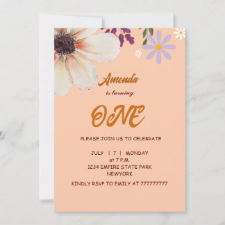 Invitation d'anniversaire Fleur sauvage