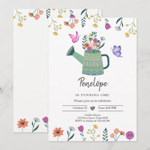 Invitation d'anniversaire fleur sauvage Girl Garde