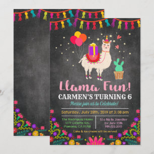 INVITATION D'ANNIVERSAIRE FLEURIE AU LAMA - TOUS Â