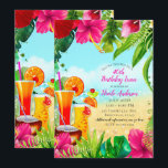 Invitation  d'anniversaire fleurs d'été et cocktails tropicau<br><div class="desc">personnaliser pour tout événement</div>