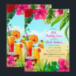 Invitation  d'anniversaire fleurs d'été et cocktails tropicau<br><div class="desc">personnaliser pour tout événement</div>