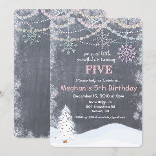 Invitation d'anniversaire flocon de neige en hiver