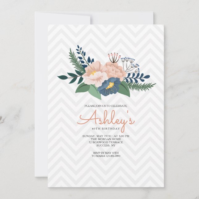 Invitation d'anniversaire Floral Envy (Devant)