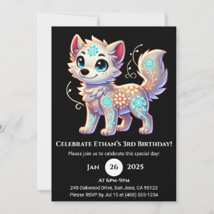 Invitation d'anniversaire Floral Glow Pup