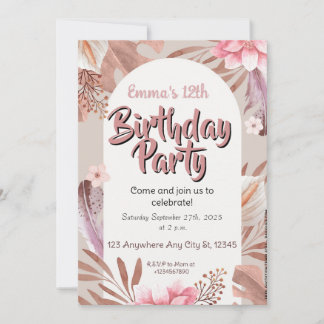 Invitation d'anniversaire florale