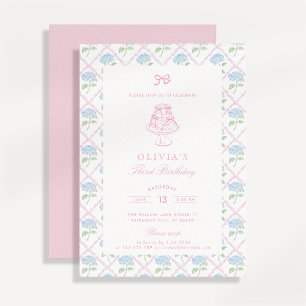 Invitation d'anniversaire florale à treillis d'hor