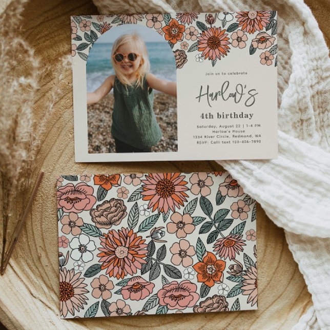 Invitation d'anniversaire florale | Anniversaire d (Créateur téléchargé)