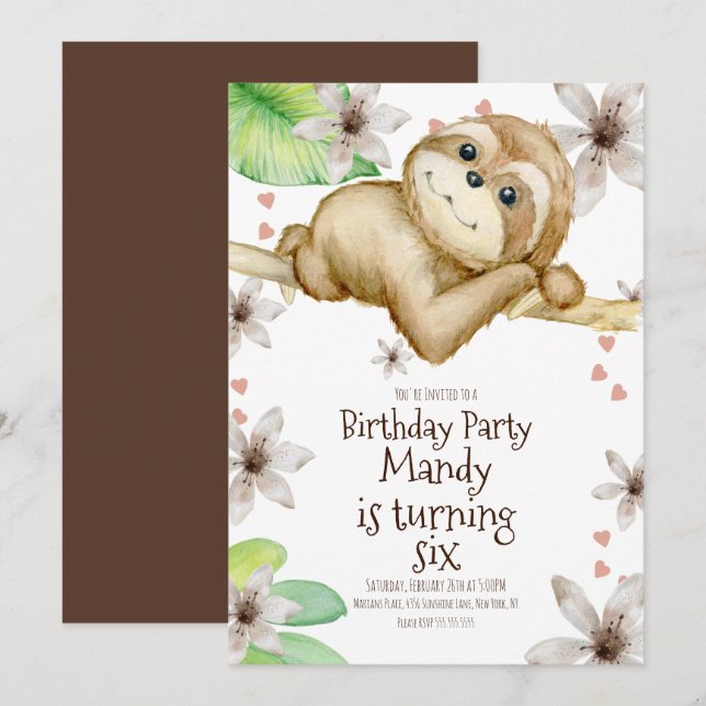 Invitation d'anniversaire florale au cœur de pares (Devant / Derrière)