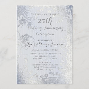 Invitation d'anniversaire florale avec reflets arg