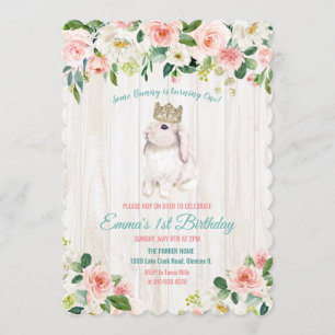 Invitation d'anniversaire florale de lapin pour to