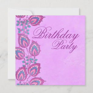 Invitation d'anniversaire florale élégante rose et