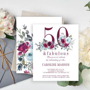 Invitation d'anniversaire florale fabuleuse et bud