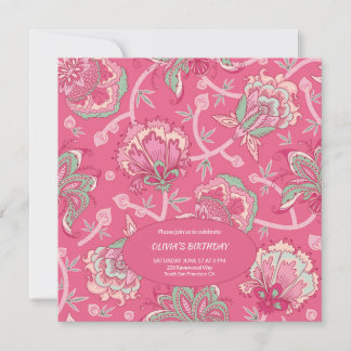 Invitation d'anniversaire florale historique