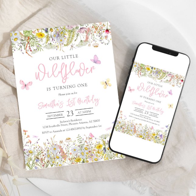 Invitation d'anniversaire florale Petite Fleur Sau (Créateur téléchargé)