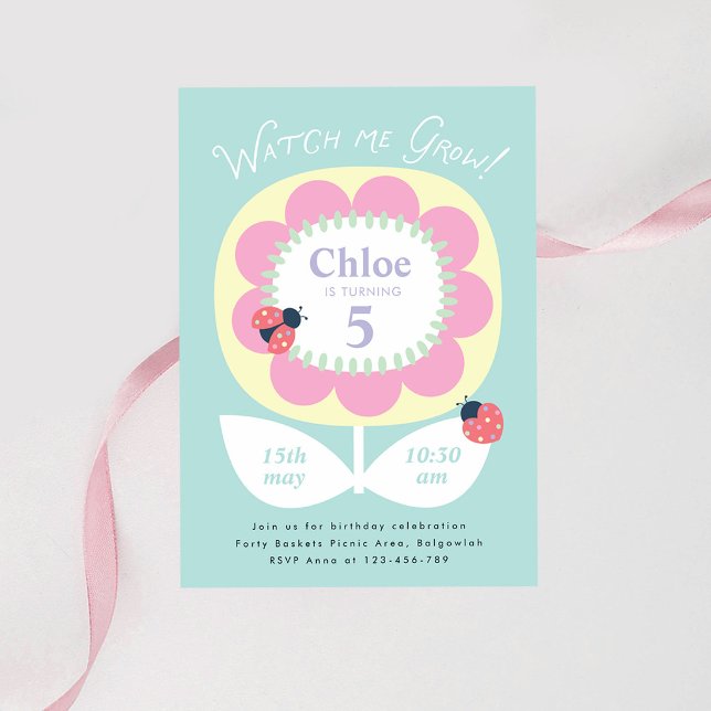 Invitation d'anniversaire florale, Regarde-moi gra (Créateur téléchargé)