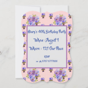 Invitation d'anniversaire florale rose pour femme