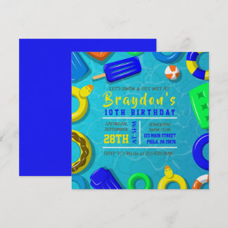 Invitation d'anniversaire FLOTTEURS DE NAGE POUR G