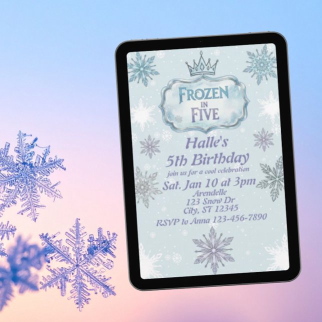 Invitation d'anniversaire Frozen en cinq flocons d (Créateur téléchargé)