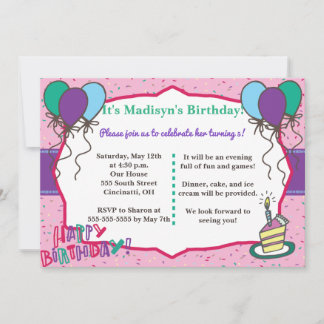Invitation d'anniversaire Fun Girl