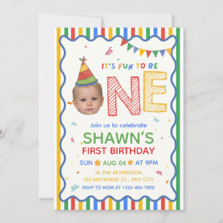 Invitation d'anniversaire Fun to be one