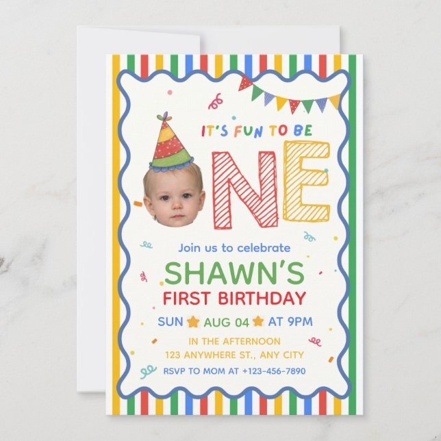 Invitation d'anniversaire Fun to be one (Devant)